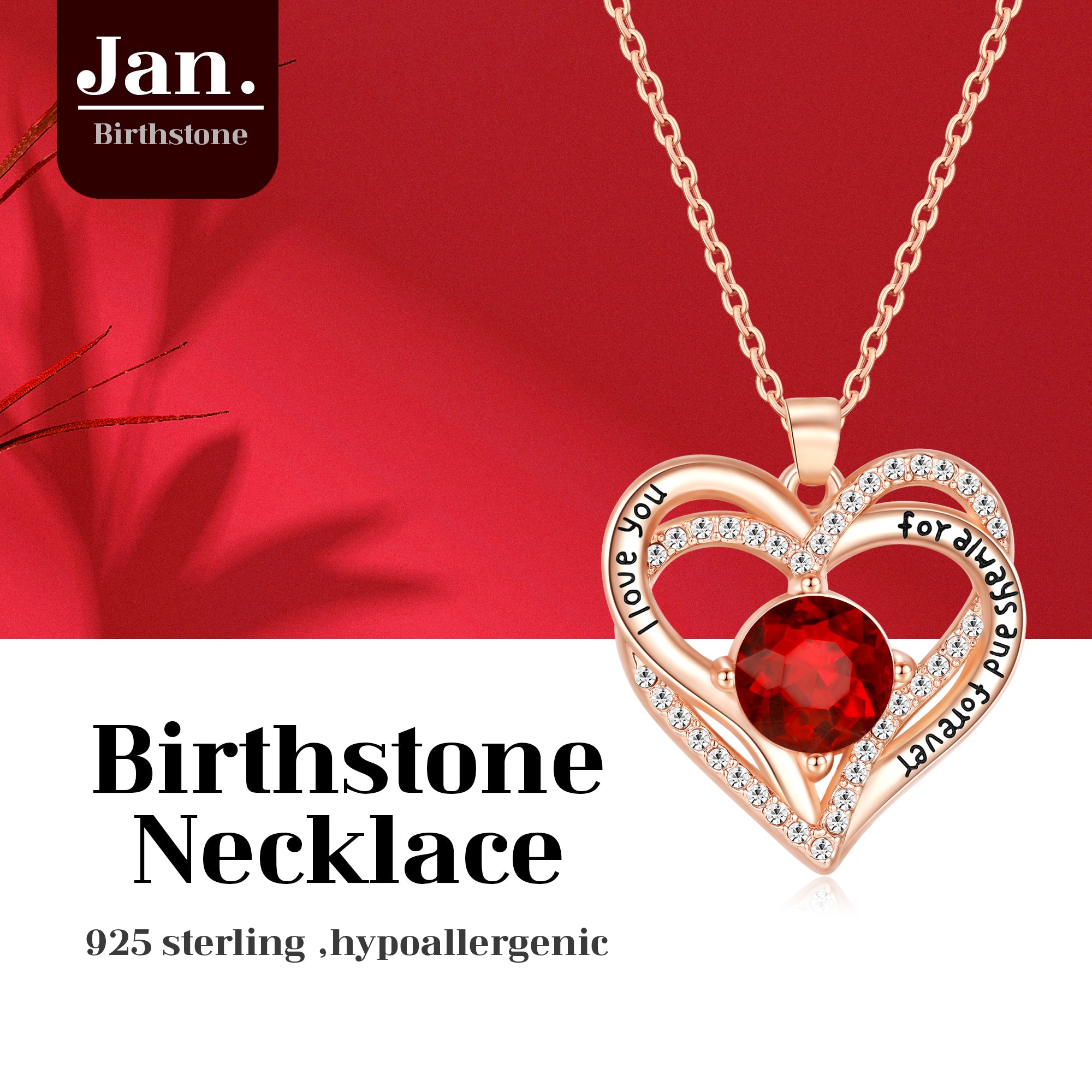 Detail of Kruckel January Birthstone Jewelry: Handcrafted Garnet Pendant on Durable Chai