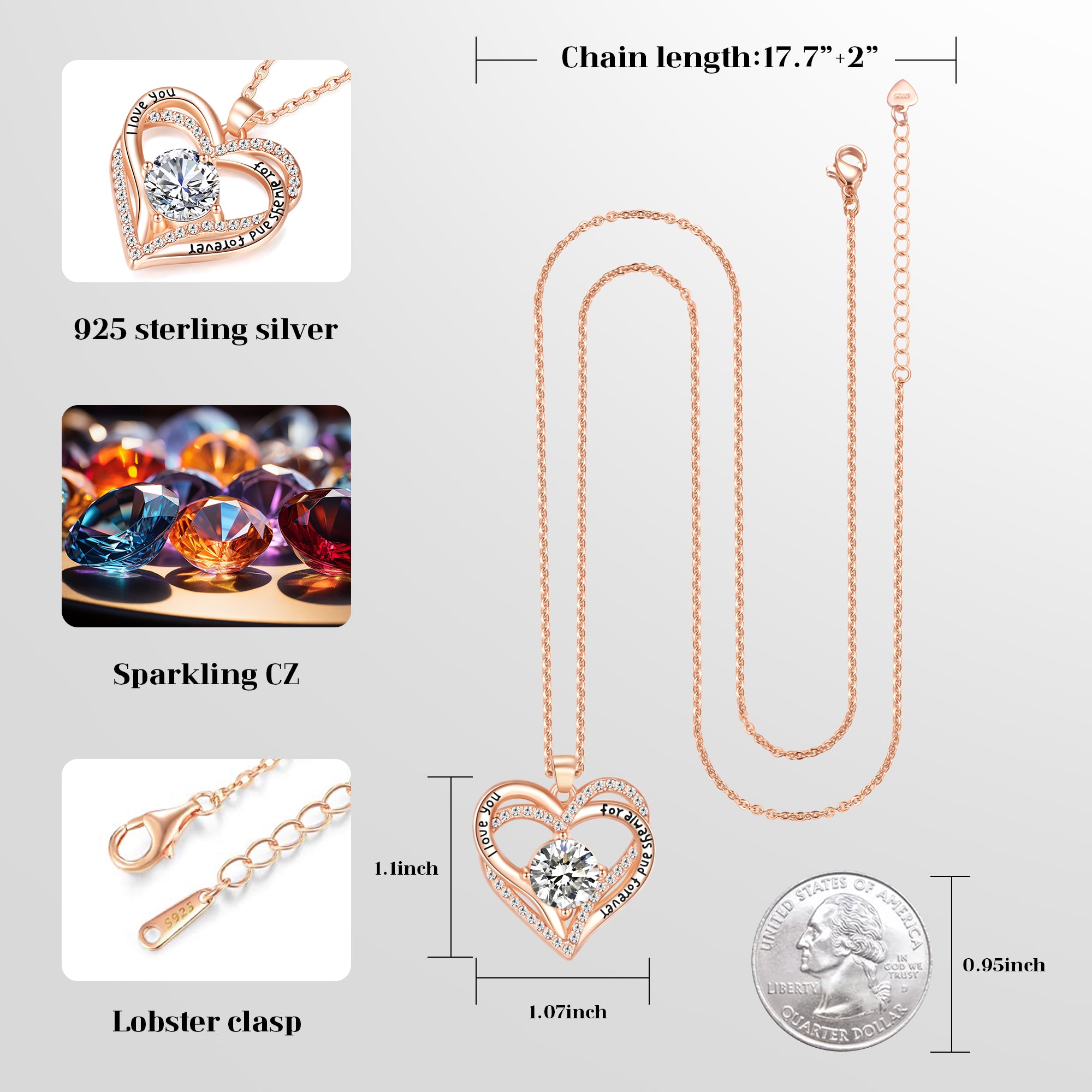 KRUCKEL April Birthstone Crystal Necklace – Elegant Lightweight Pendant for Women