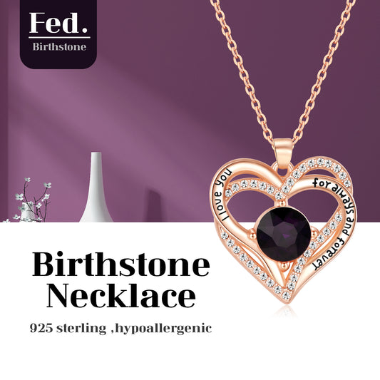 Kruckel February Birthstone Necklace – Purple Crystal Pendant, Lightweight & Elegant Jewelry Gift