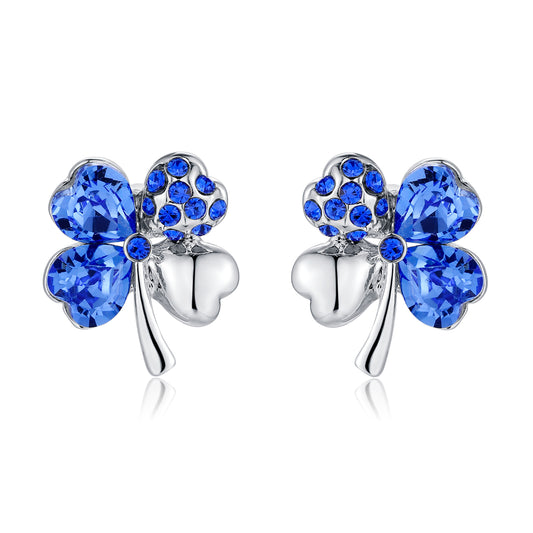 Kruckel Four leaf clover Lucky, joy, hope, faith, kindness, cheerful, confident, everyday is full of Love earrings made with Austrian crystals ¡V 7071010
