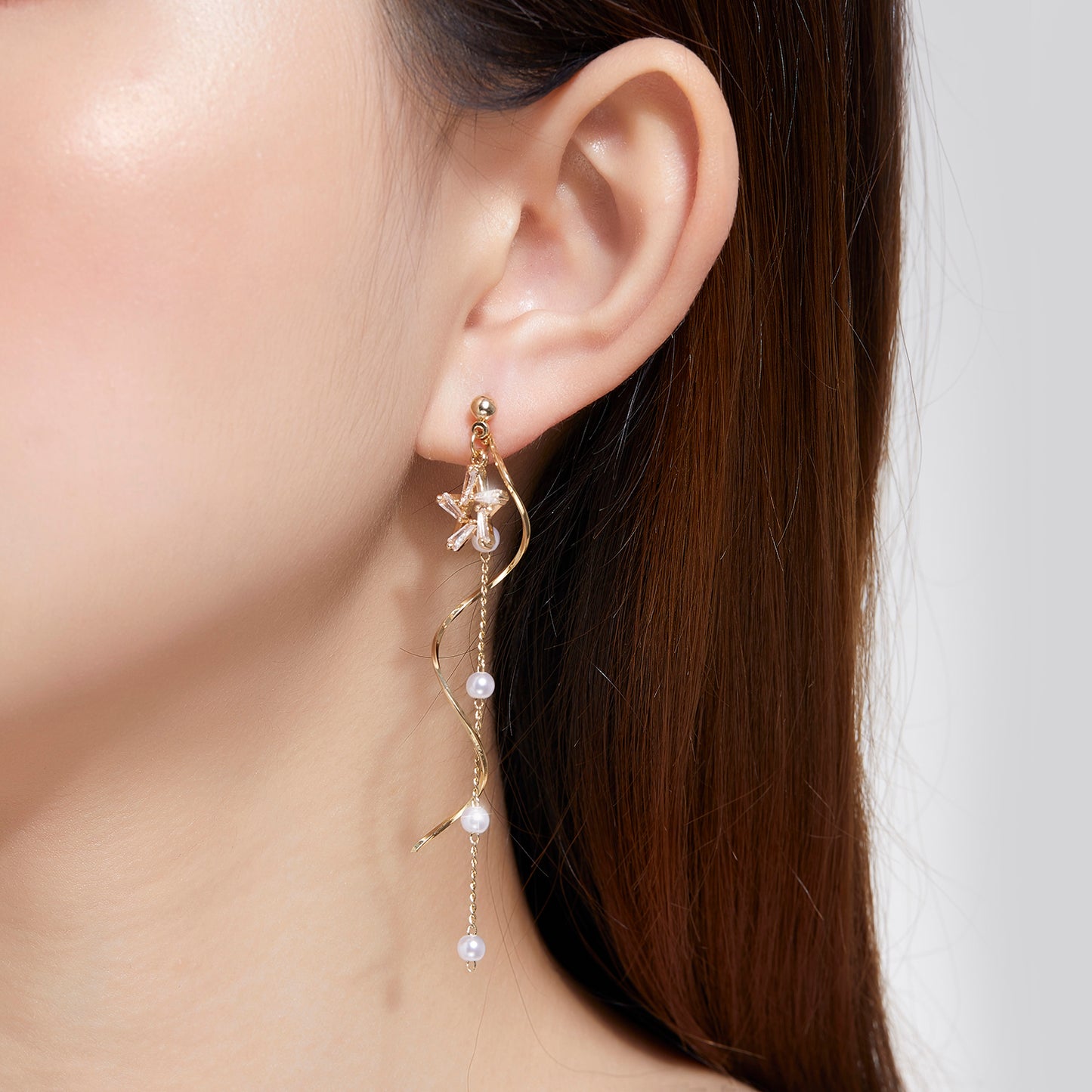 Kruckel Gold Earrings for Women Long Drop Dangle Rhinestone Crystals New Year Star Lightweight Stud Homecoming Jewelry Wedding Bridal Birthday Gift