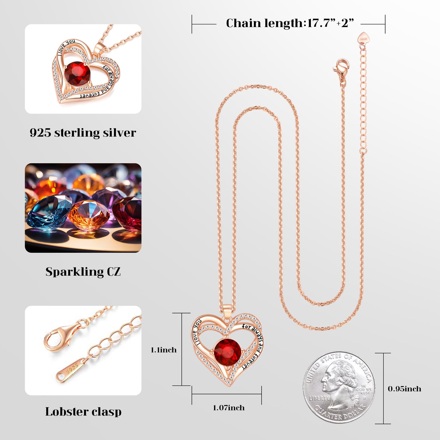 Kruckel January Birthstone Garnet Necklace in Gift Box – Perfect for January Birthdays