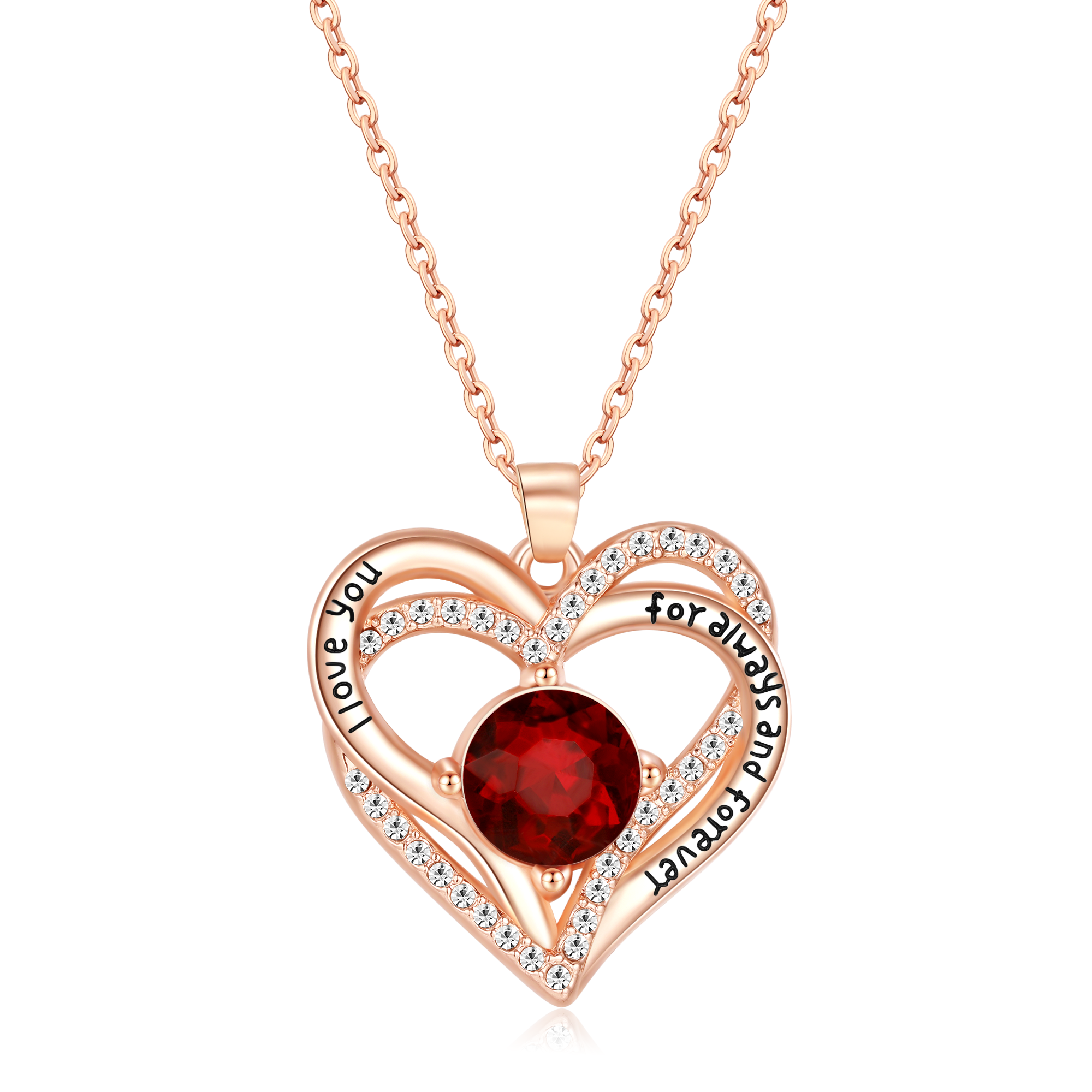 Kruckel January Birthstone Garnet Necklace with Dainty Silver Chain, Red Crystal Pendant