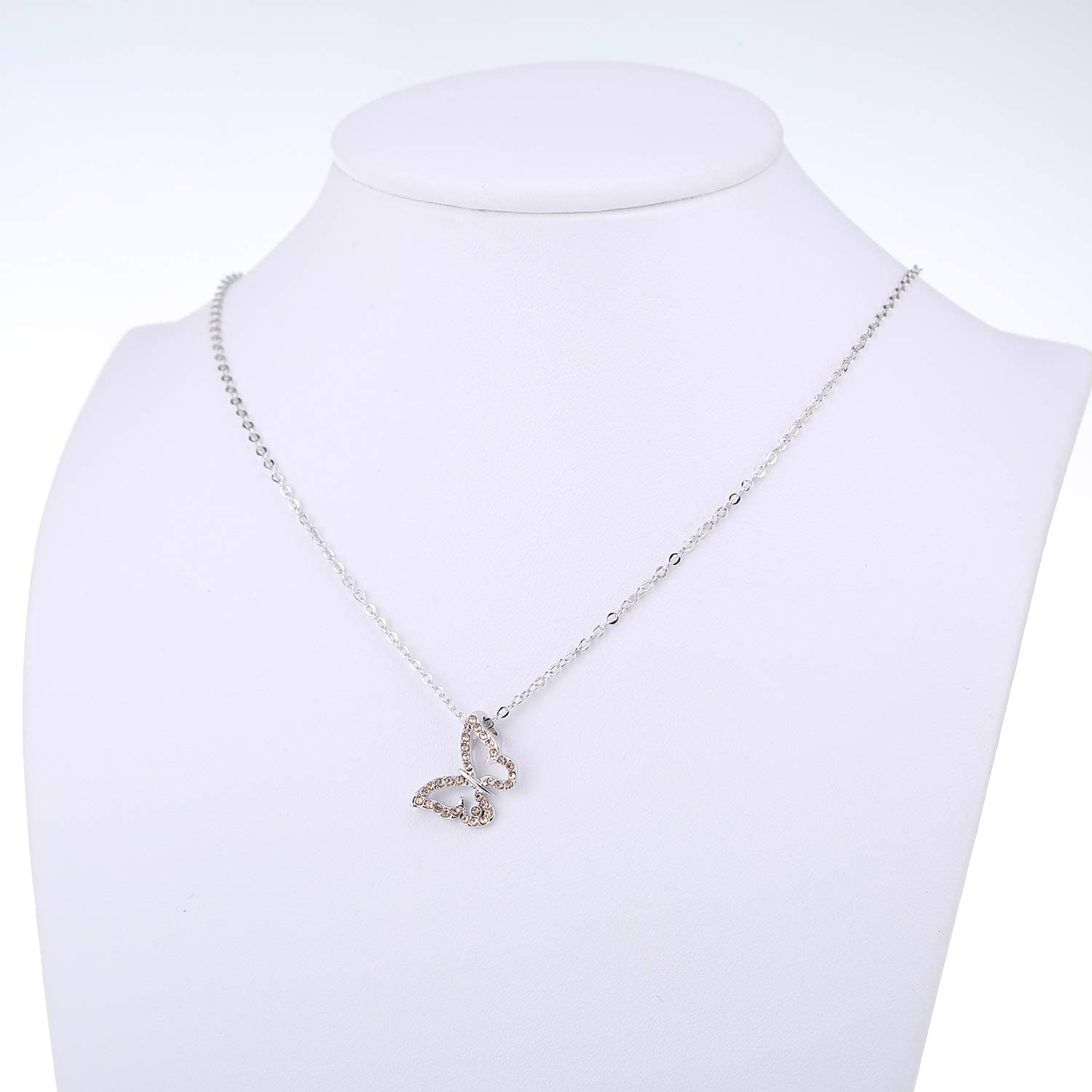 Kruckel; 5021030 Butterfly Rose Gold Plated Necklace Made with Austrian Crystals;