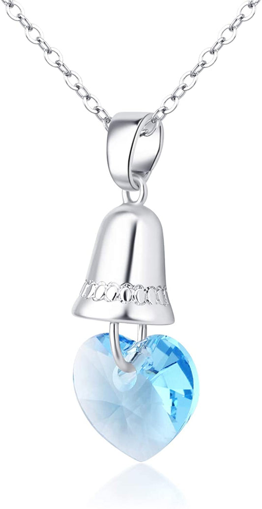 Kruckel; 5031070 Blue Ocean Loving Hearts White Gold Plated Necklace made with Swarovski Crystal;