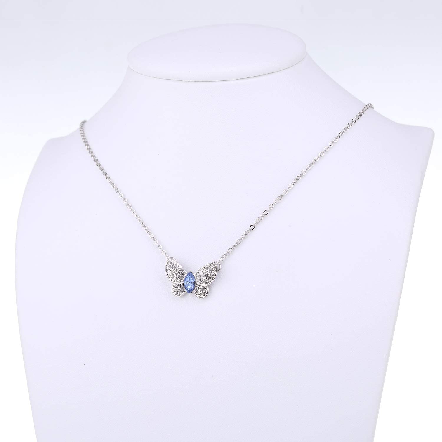 Kruckel; 5021020 Butterfly White Gold Plated Necklace Made with Swarovski Crystals;