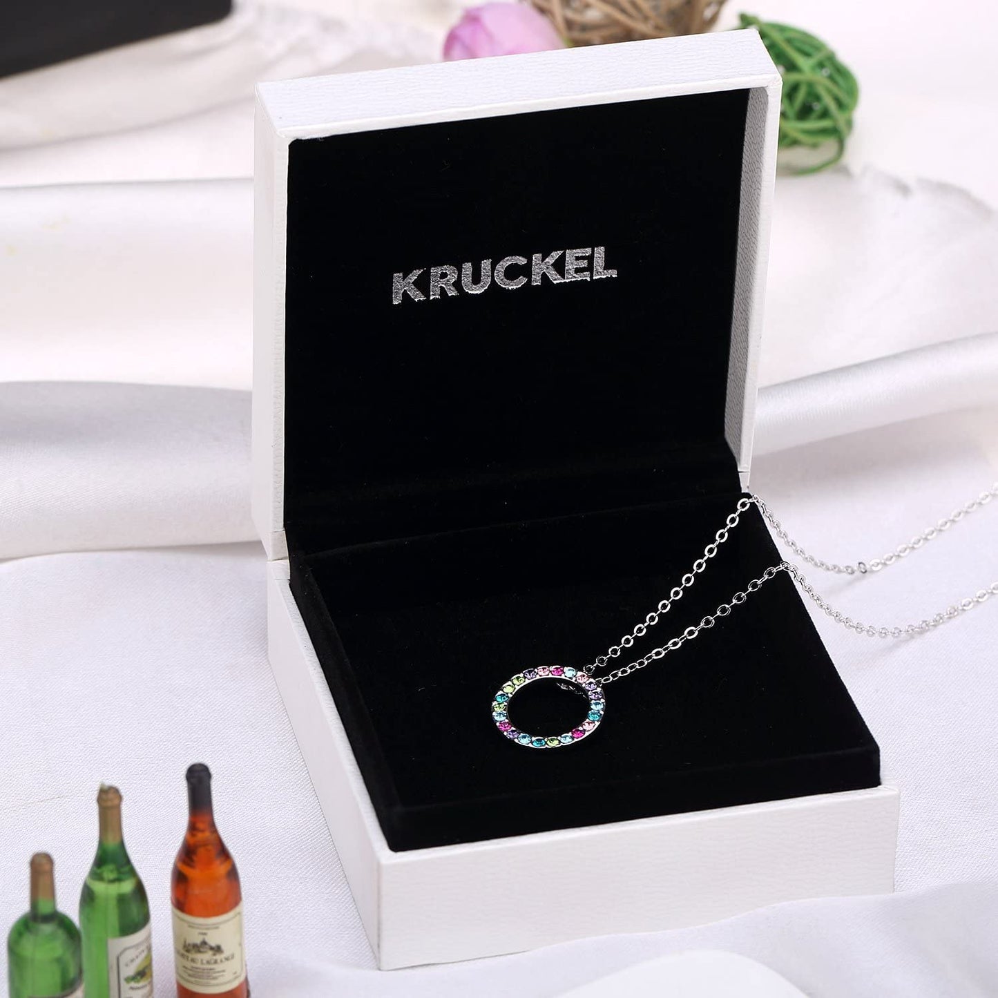 Kruckel; 5061060 Feel-So-Cool Flowers of Hawaii White Gold Plated Necklace made with Austrian Crystals;