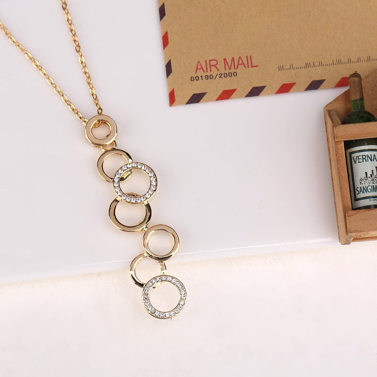 Kruckel; 5061040 Feel-So-Cool Olympics 18k Gold Plated Necklace made with Austrian Crystals;