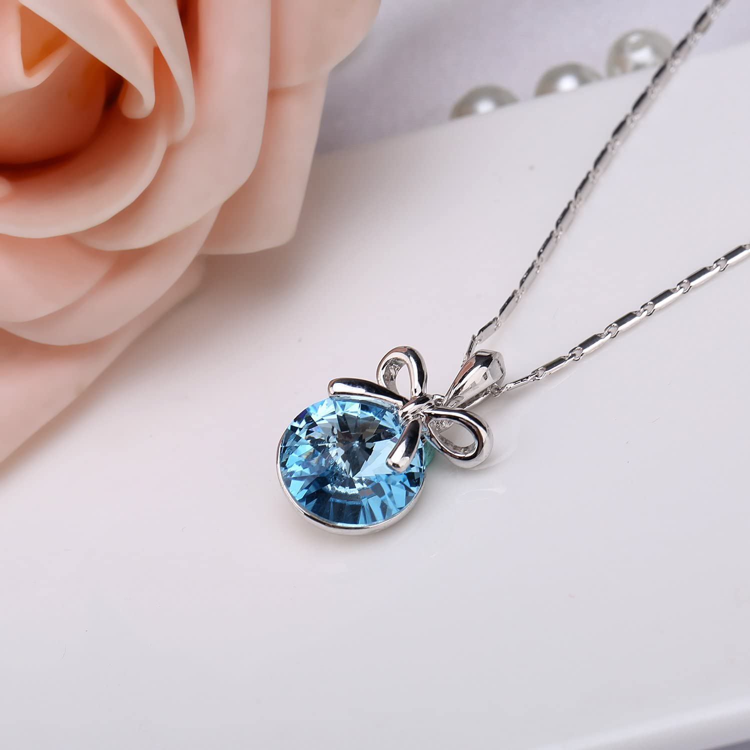 Kruckel; 5051010 The Shape of Water White Gold Plated Necklace made with Swarovski Crystal;