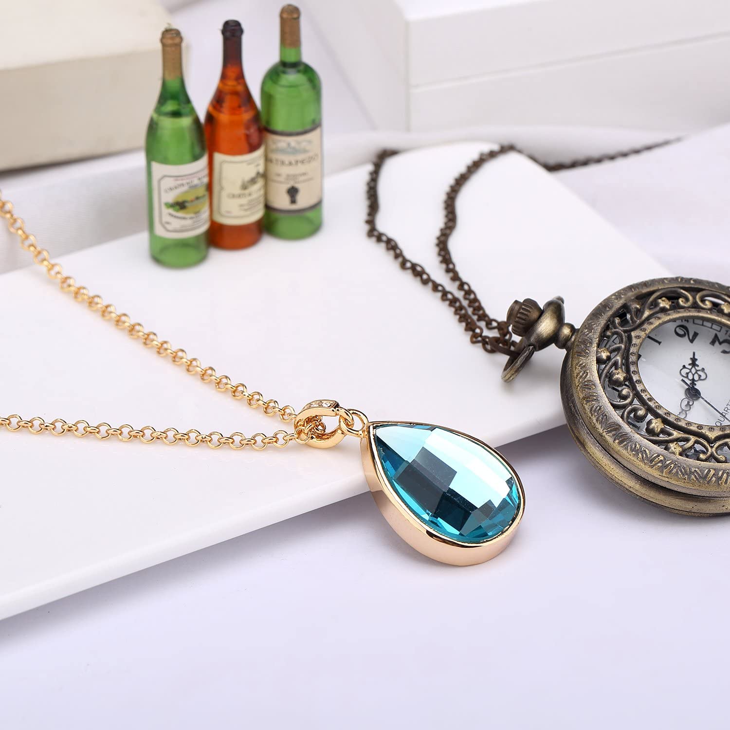 Kruckel; 5051020 Water-drop Champaign Gold Plated Necklace;