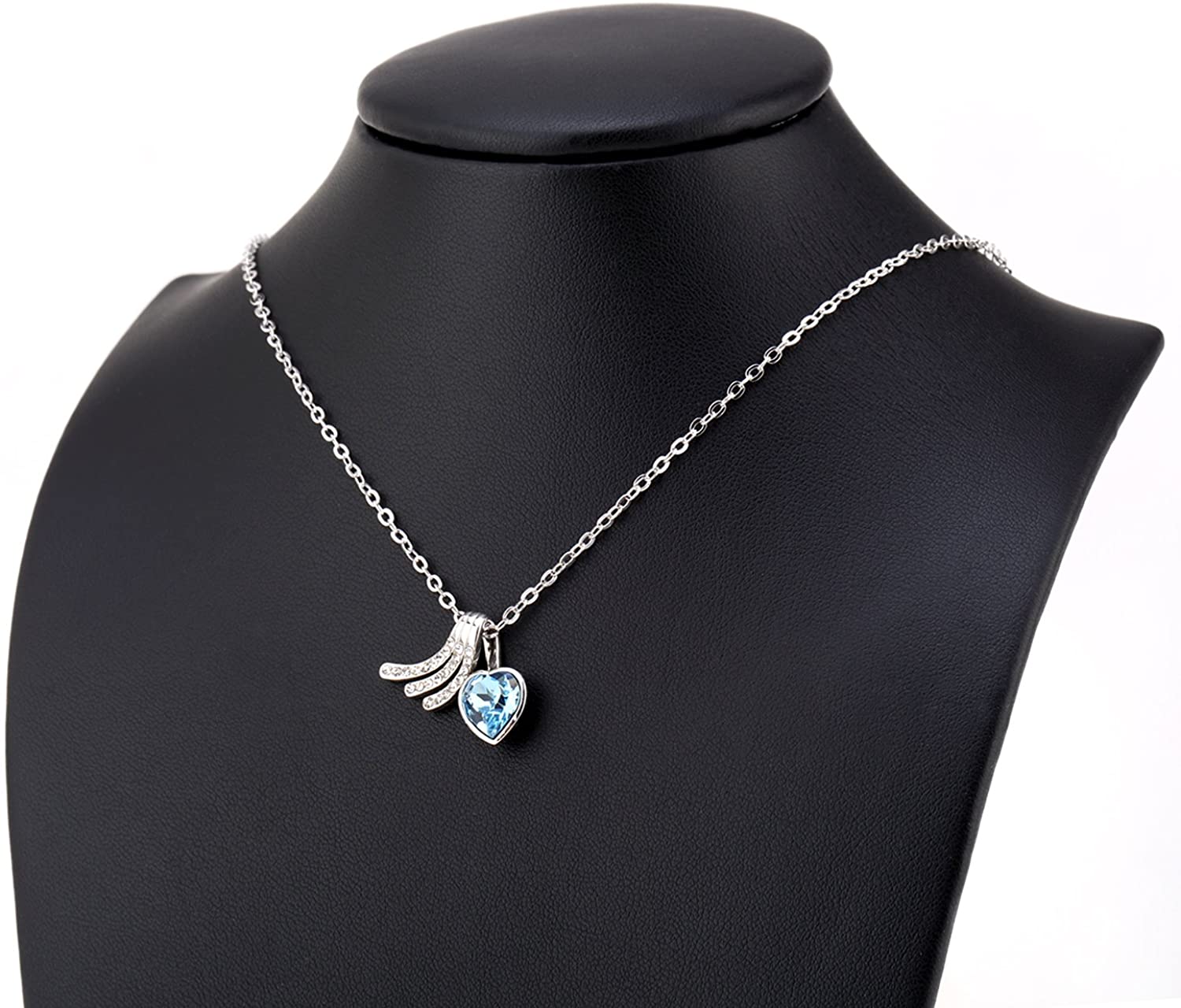 Kruckel; 5031060 Blue Ocean Loving Hearts White Gold Plated Necklace made with Swarovski Crystals;