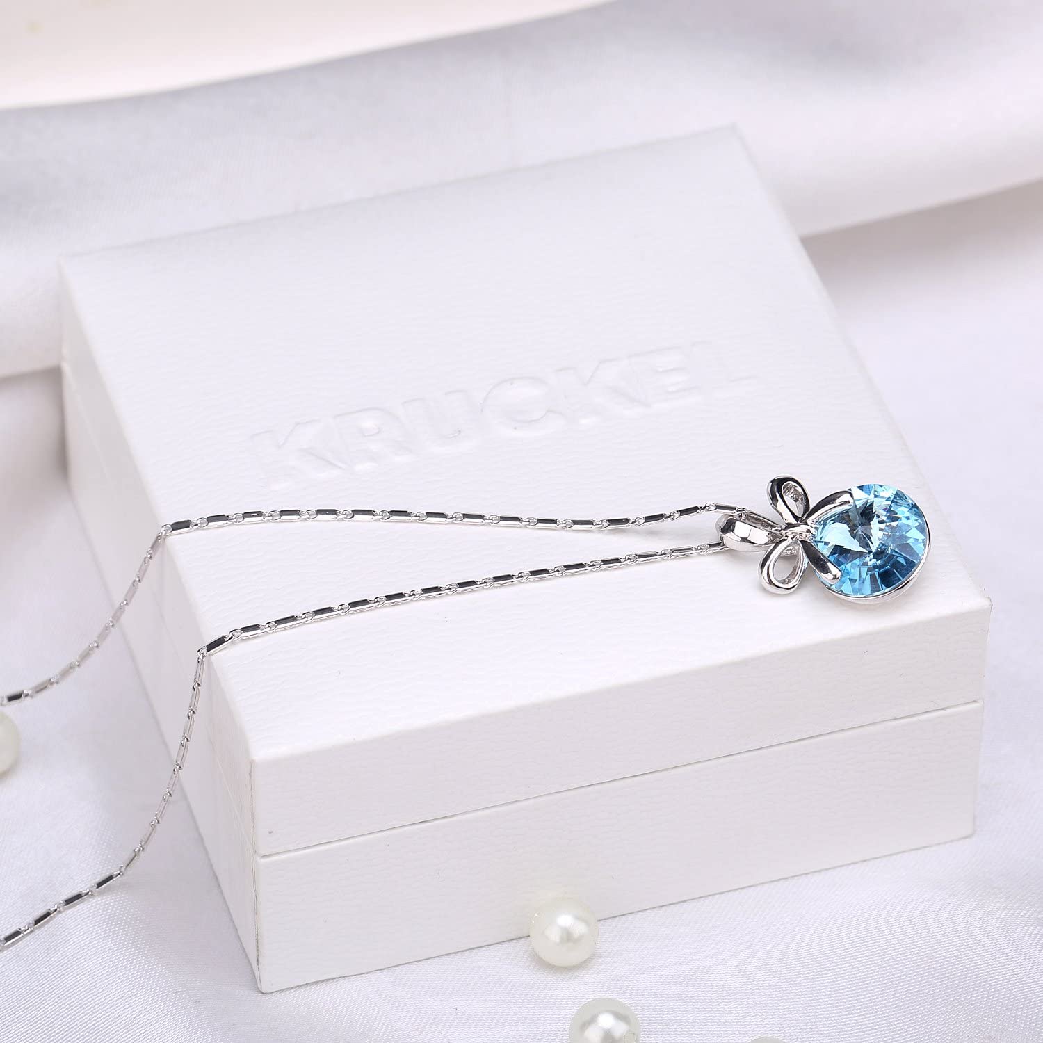 Kruckel; 5051010 The Shape of Water White Gold Plated Necklace made with Swarovski Crystal;