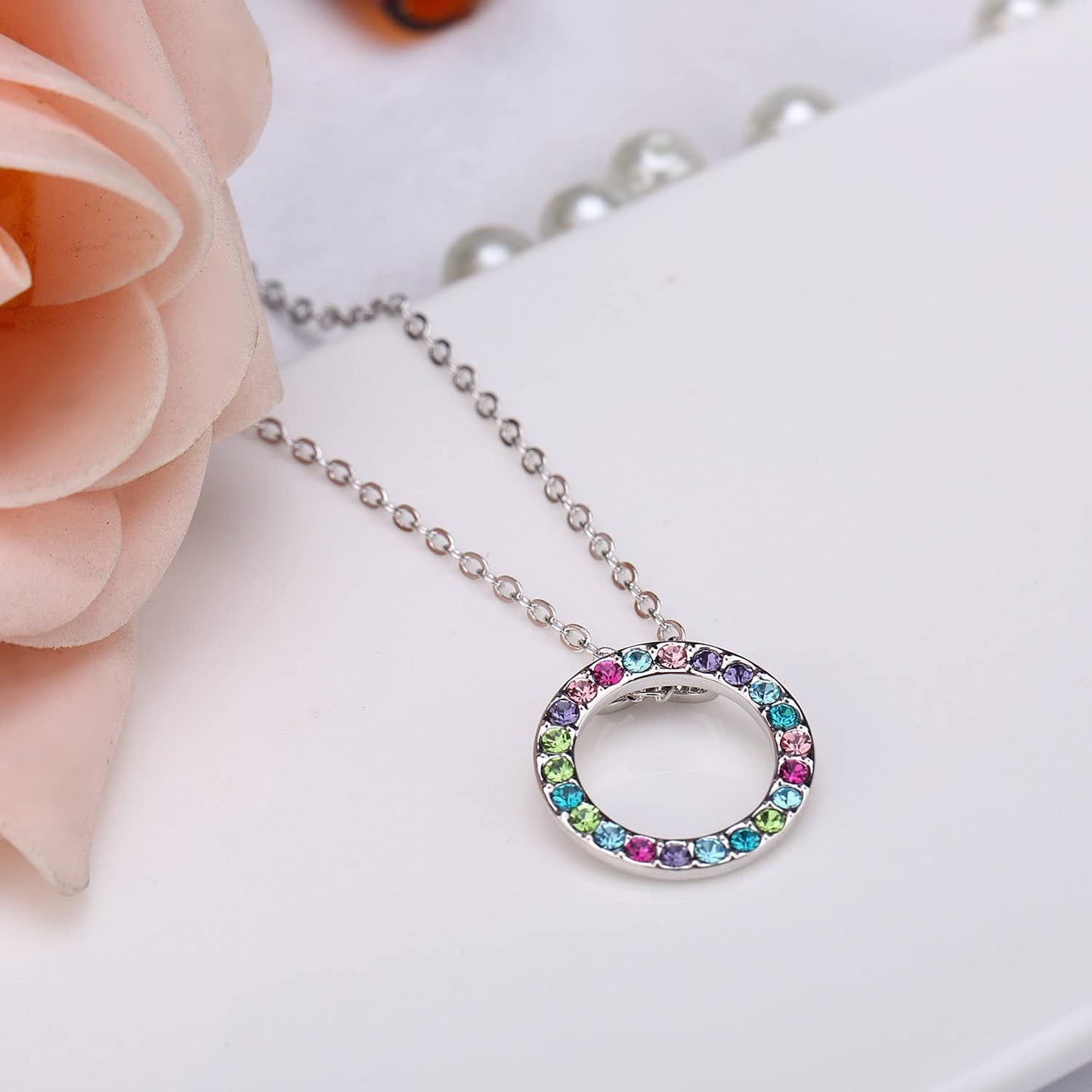 Kruckel; 5061060 Feel-So-Cool Flowers of Hawaii White Gold Plated Necklace made with Austrian Crystals;