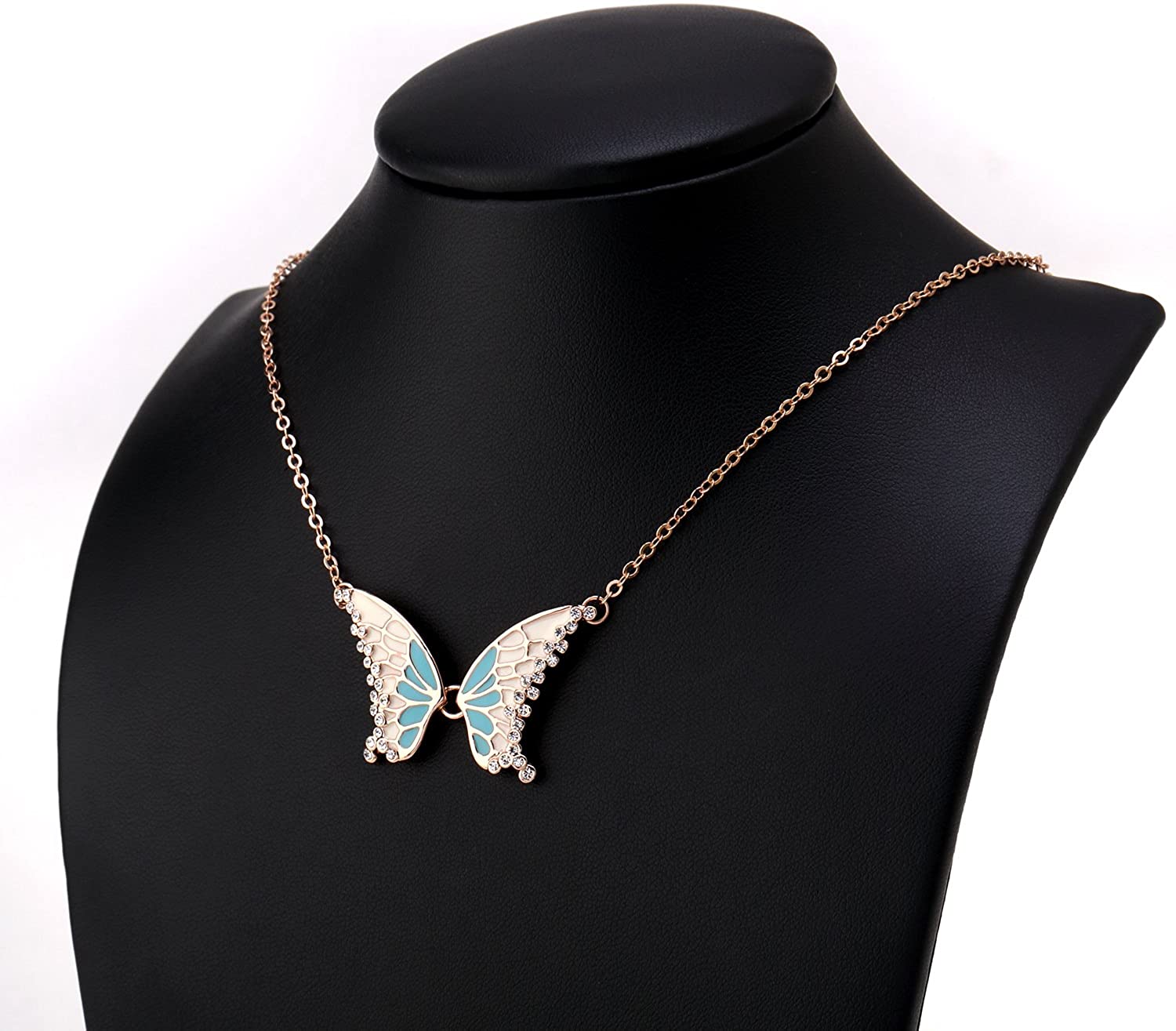 Kruckel; 5021010 Butterfly Rose Gold Plated Necklace Made with Austrian Crystals;