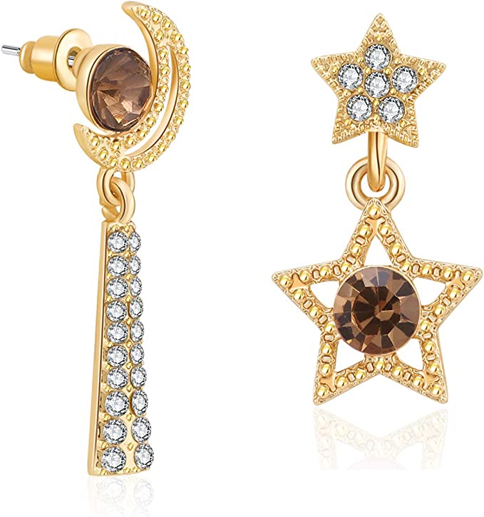 KRUCKEL Sparkling Moon & Star Earrings