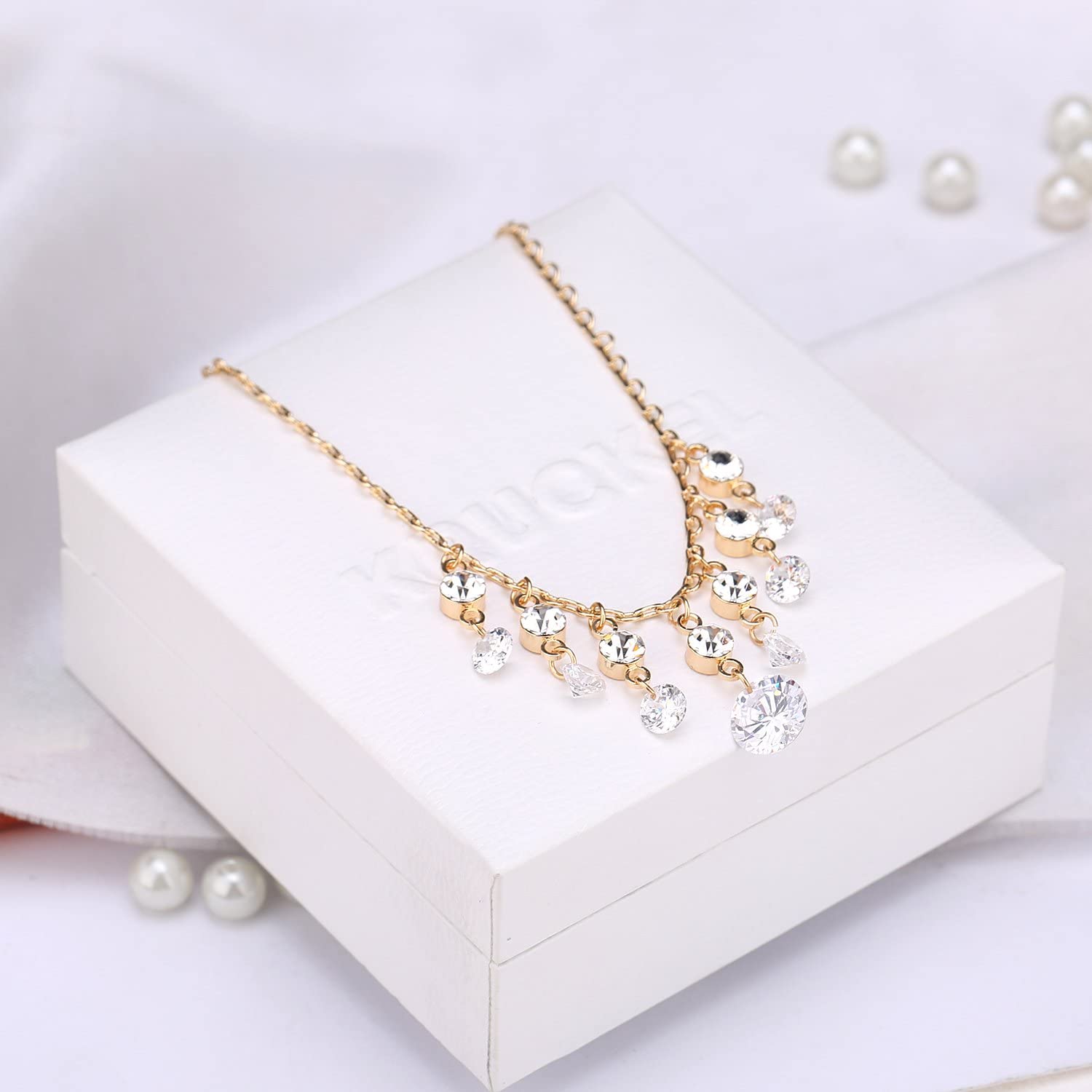 Kruckel; 5061020 Feel-So-Cool Champaign Gold Plated Necklace made with Austrian Crystals and Zircon;