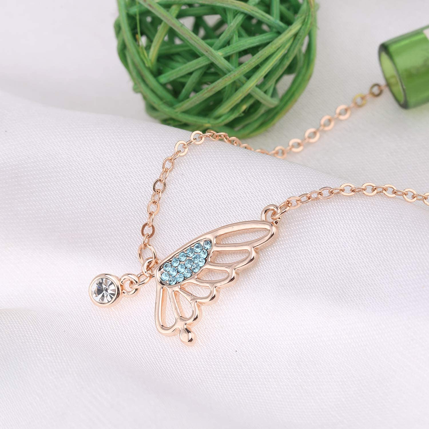 Kruckel; 5021060 Butterfly Champaign Gold Plated Necklace Made with Austrian Crystals;