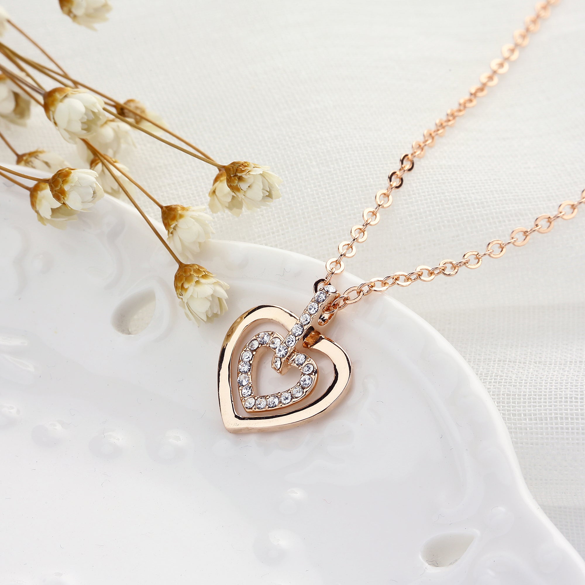 At the center of my heart Crystals Necklace