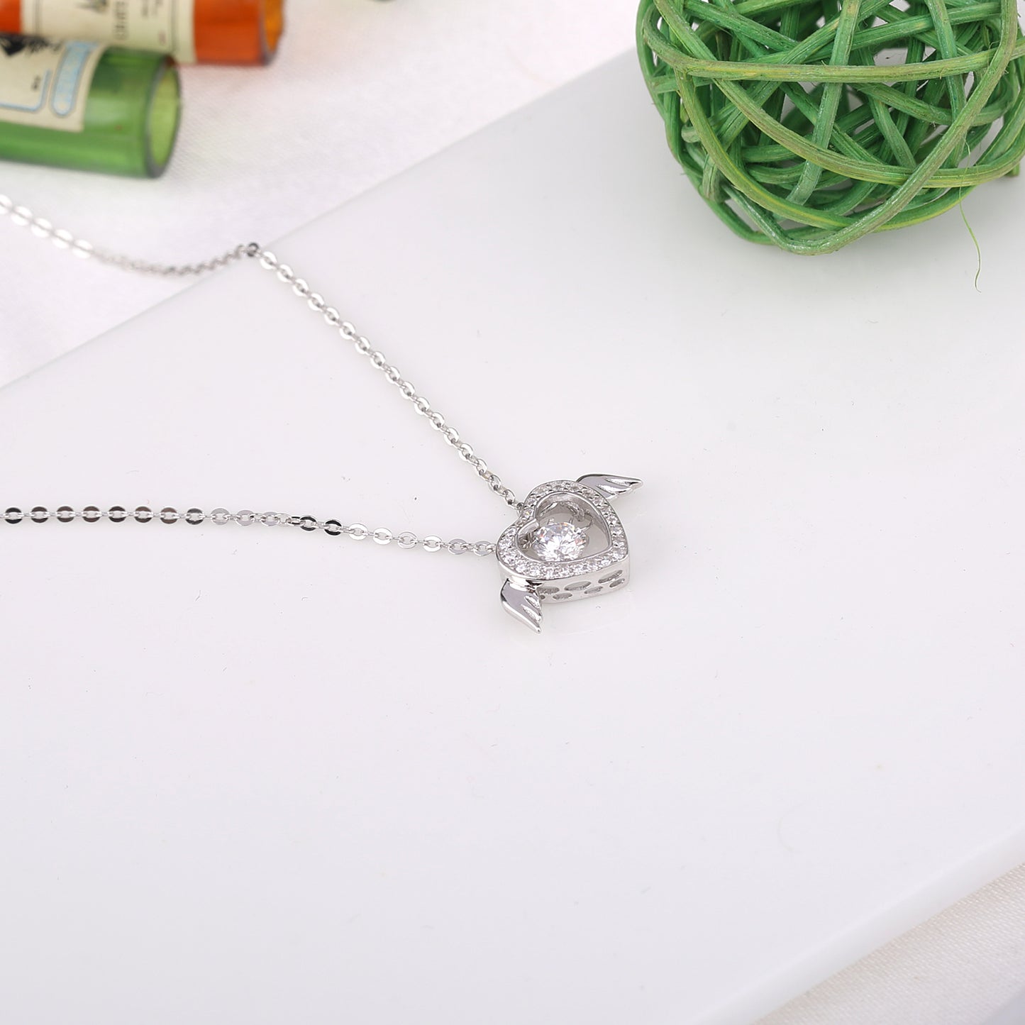 Angel Crystals Heart Necklace
