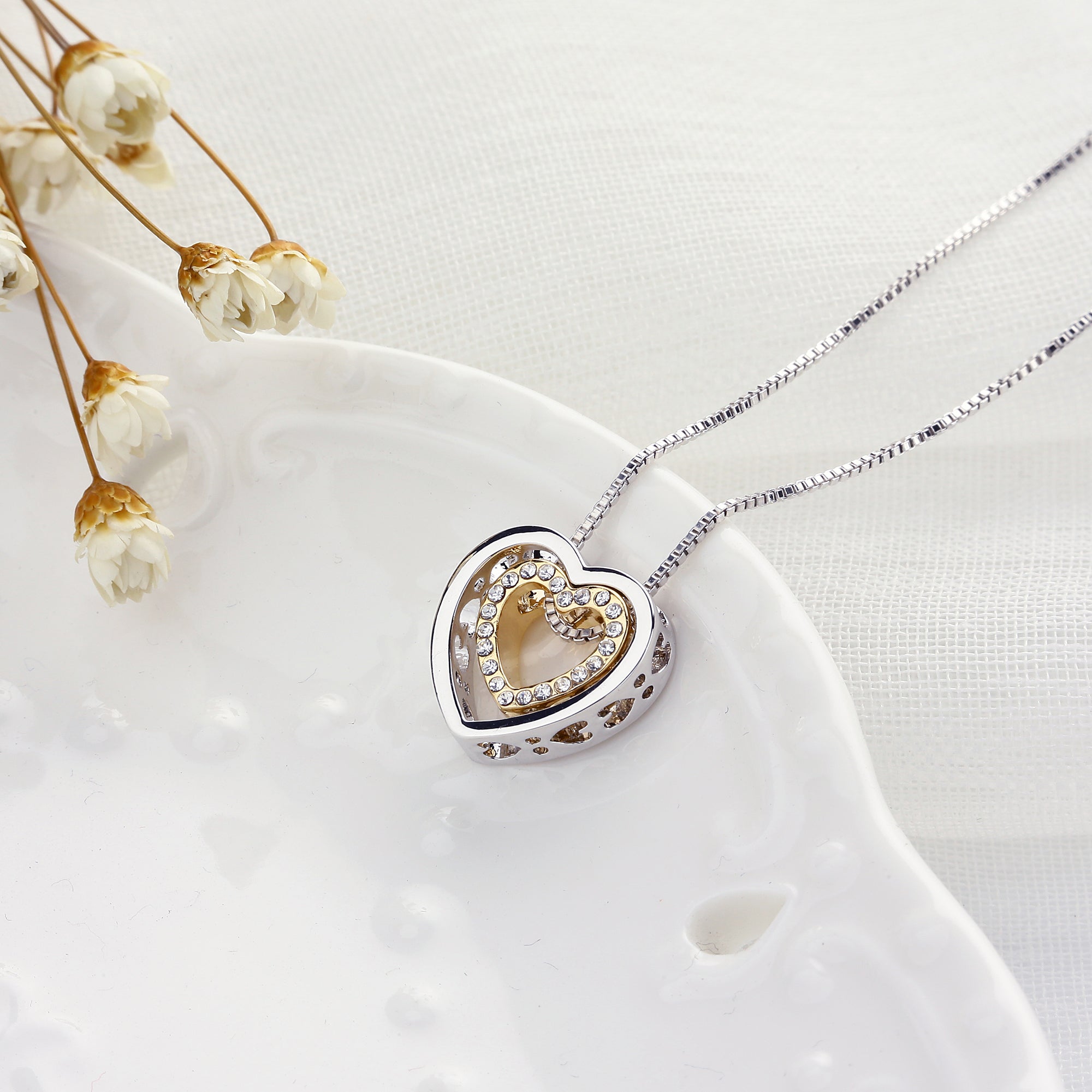 Heart in Heart Crystals Necklace
