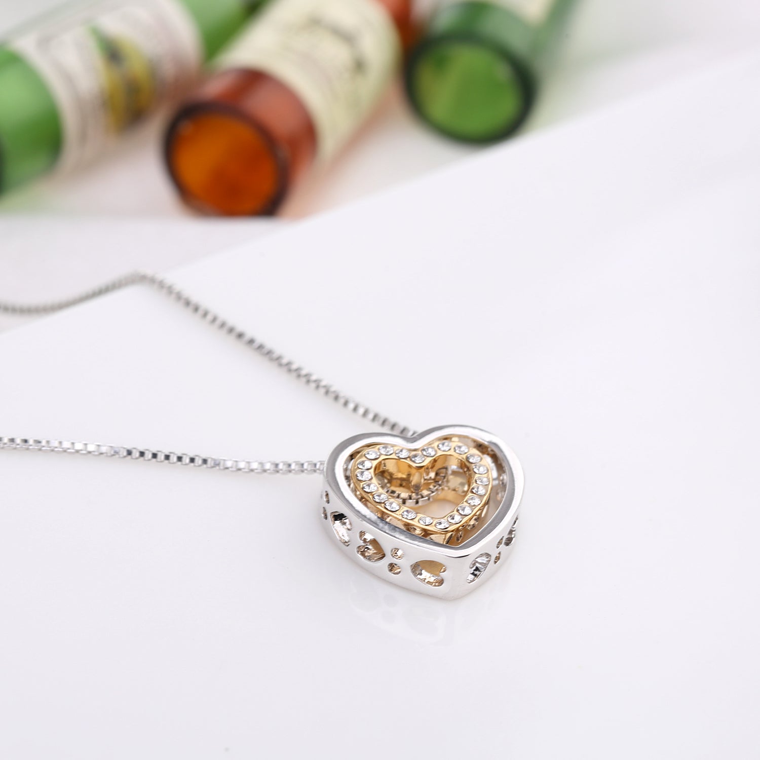 Heart in Heart Crystals Necklace