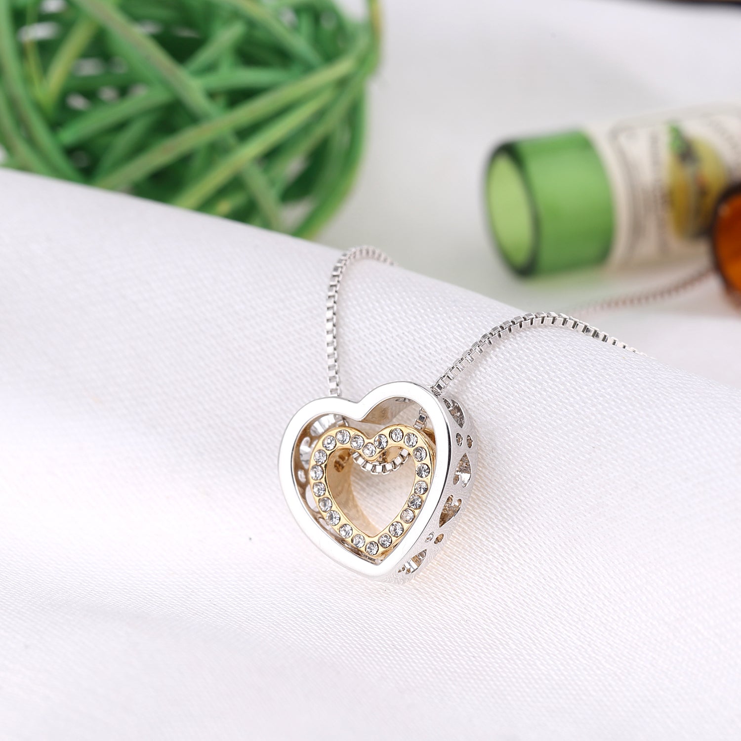 Heart in Heart Crystals Necklace