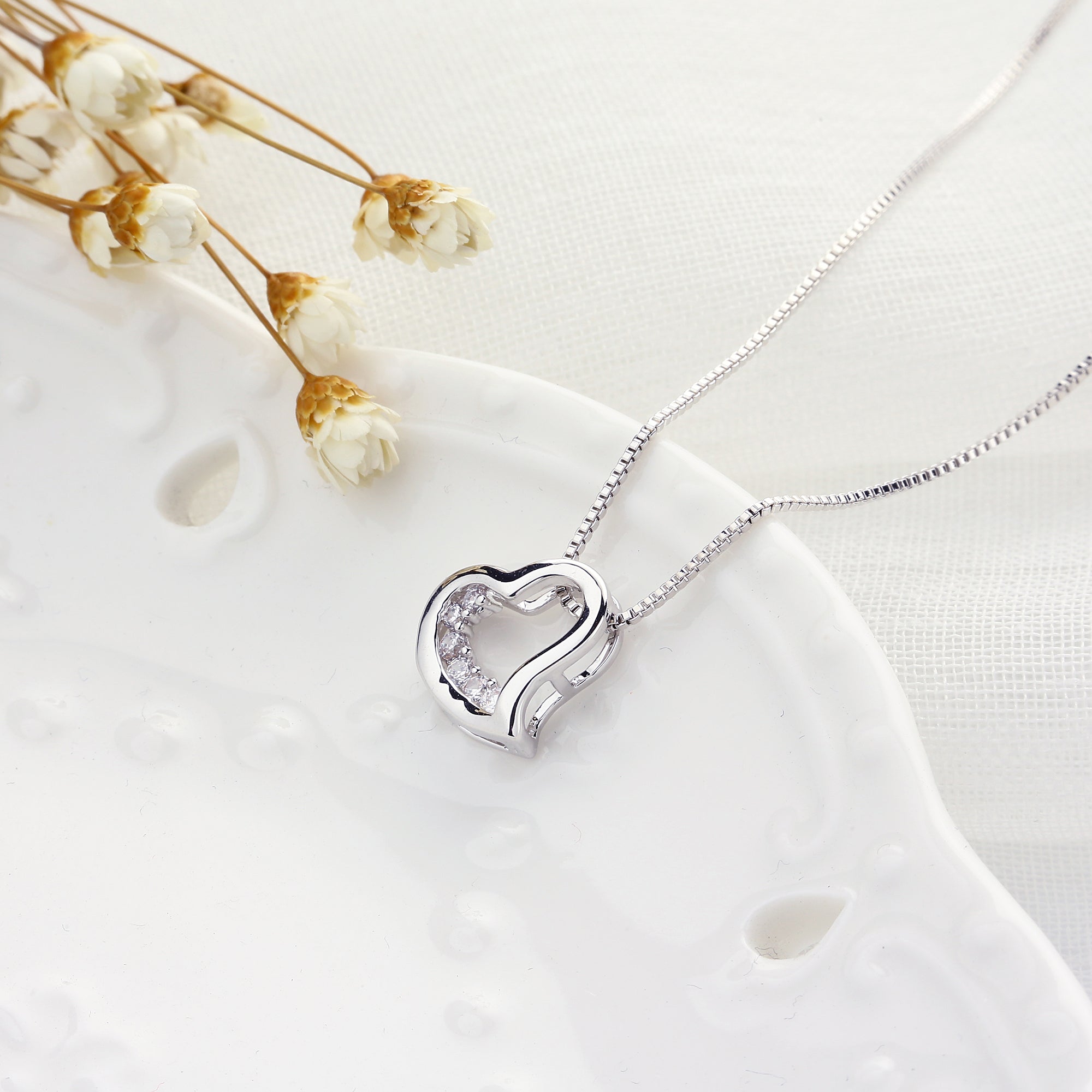 Sparkling Crystals Heart Necklace