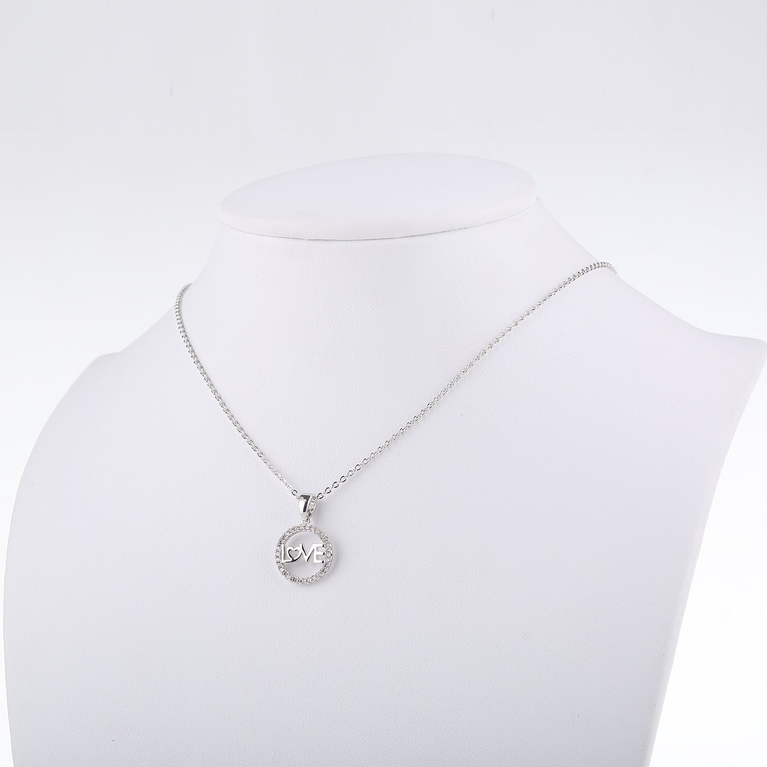 Openwork Silver Love Crystal Necklace