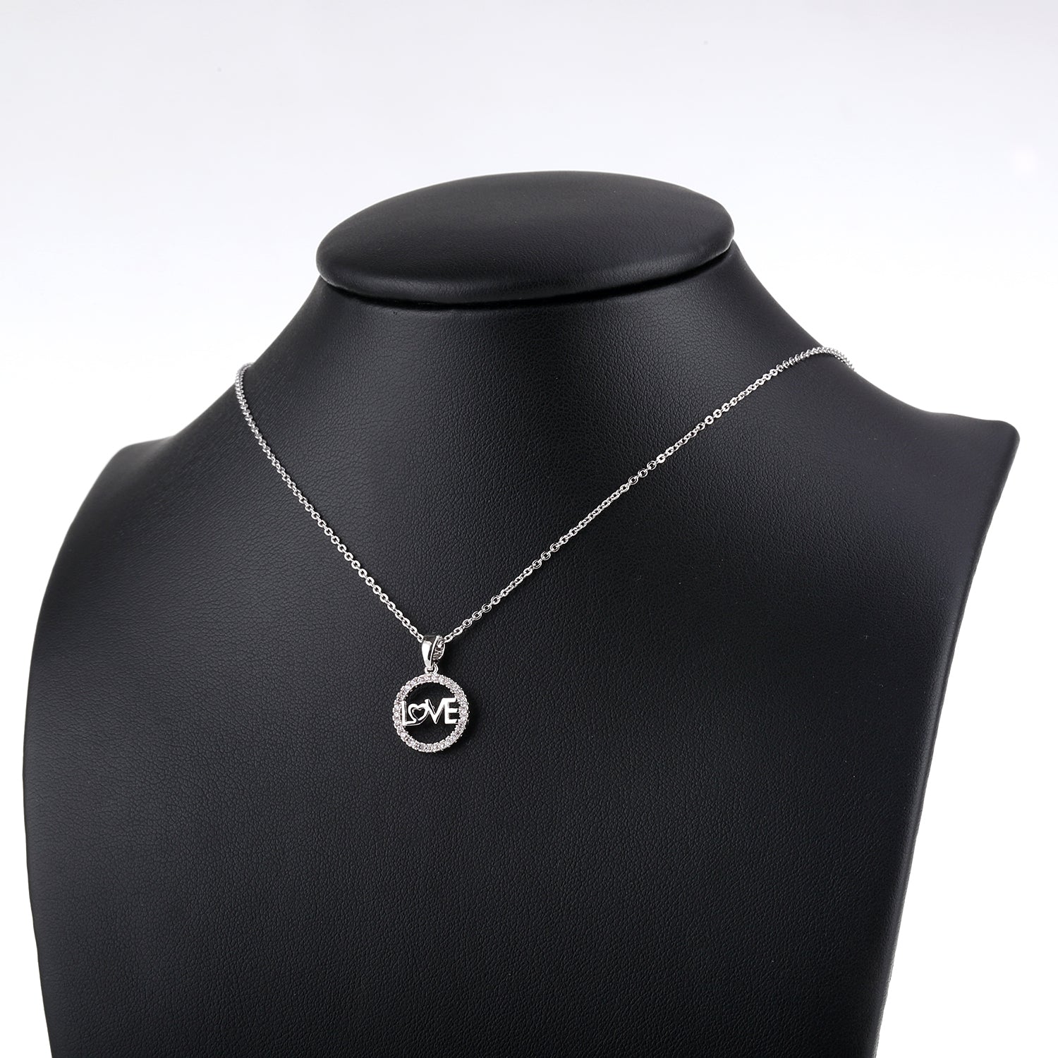 Openwork Silver Love Crystal Necklace