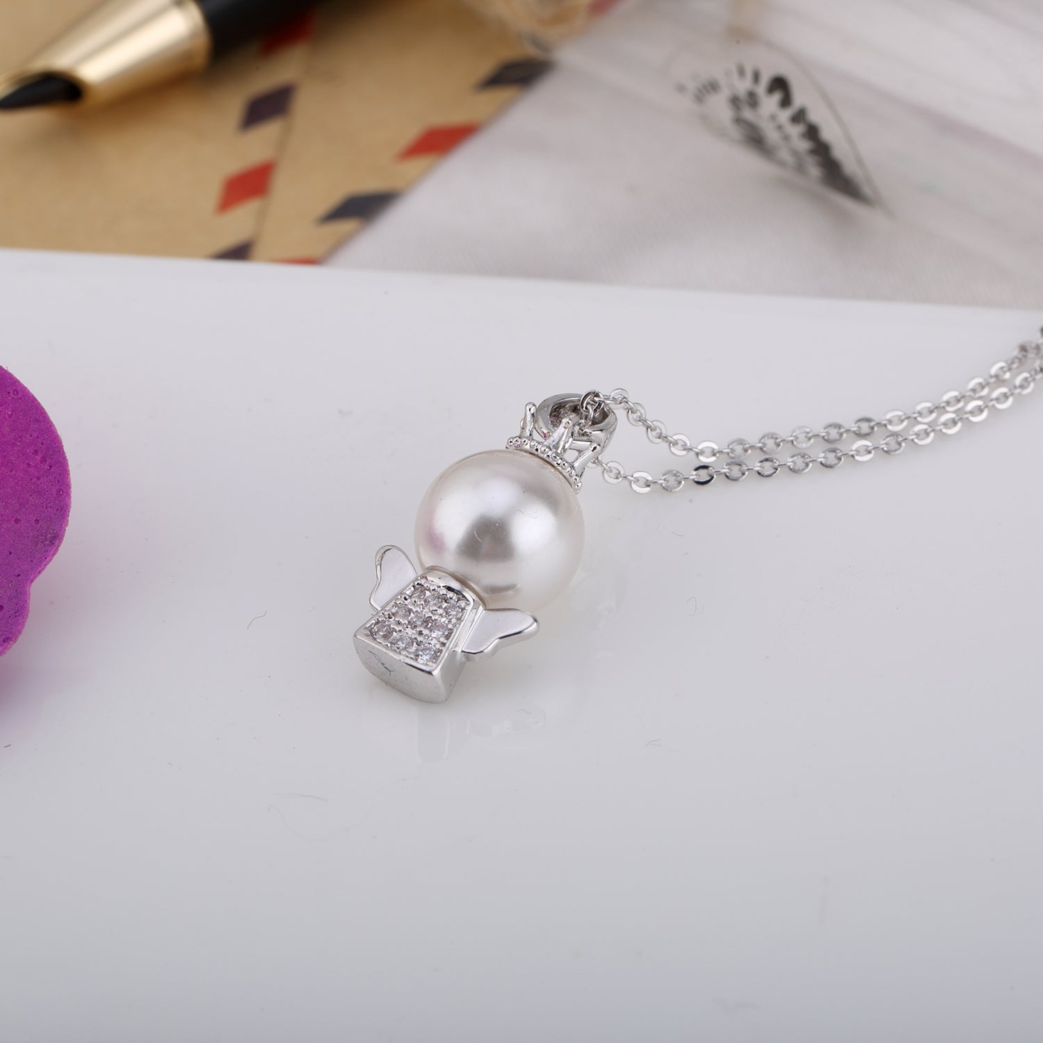 New Born Baby Crystals Necklace