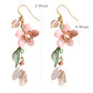 Kruckel Earrings for Women Trendy, Plum Blossom, Pink Flower Earring with Green Leaves, Sakura, New Year Earring Winter Jewelry, Fashion Design Cute Elegant, Jewelry Gift for Women