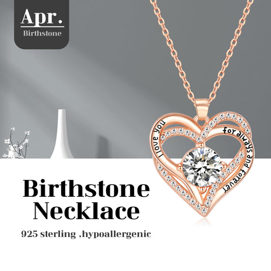 KRUCKEL April Birthstone Crystal Necklace – Elegant Lightweight Pendant for Women