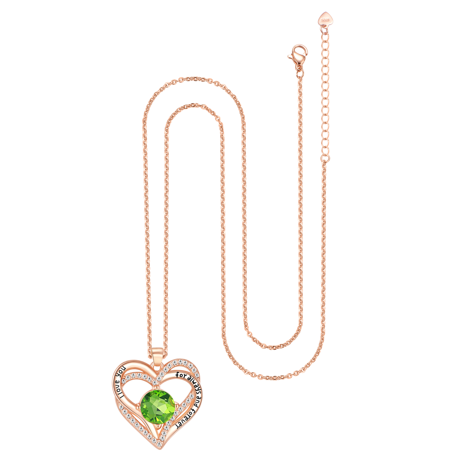 Kruckel August Birthstone Crystal Necklace for Women, Infinity Love Double Heart Pendant paved with Crystals and engraved with "I love you for always and forever", Birthday Jewelry Gift for Her Mom Wife