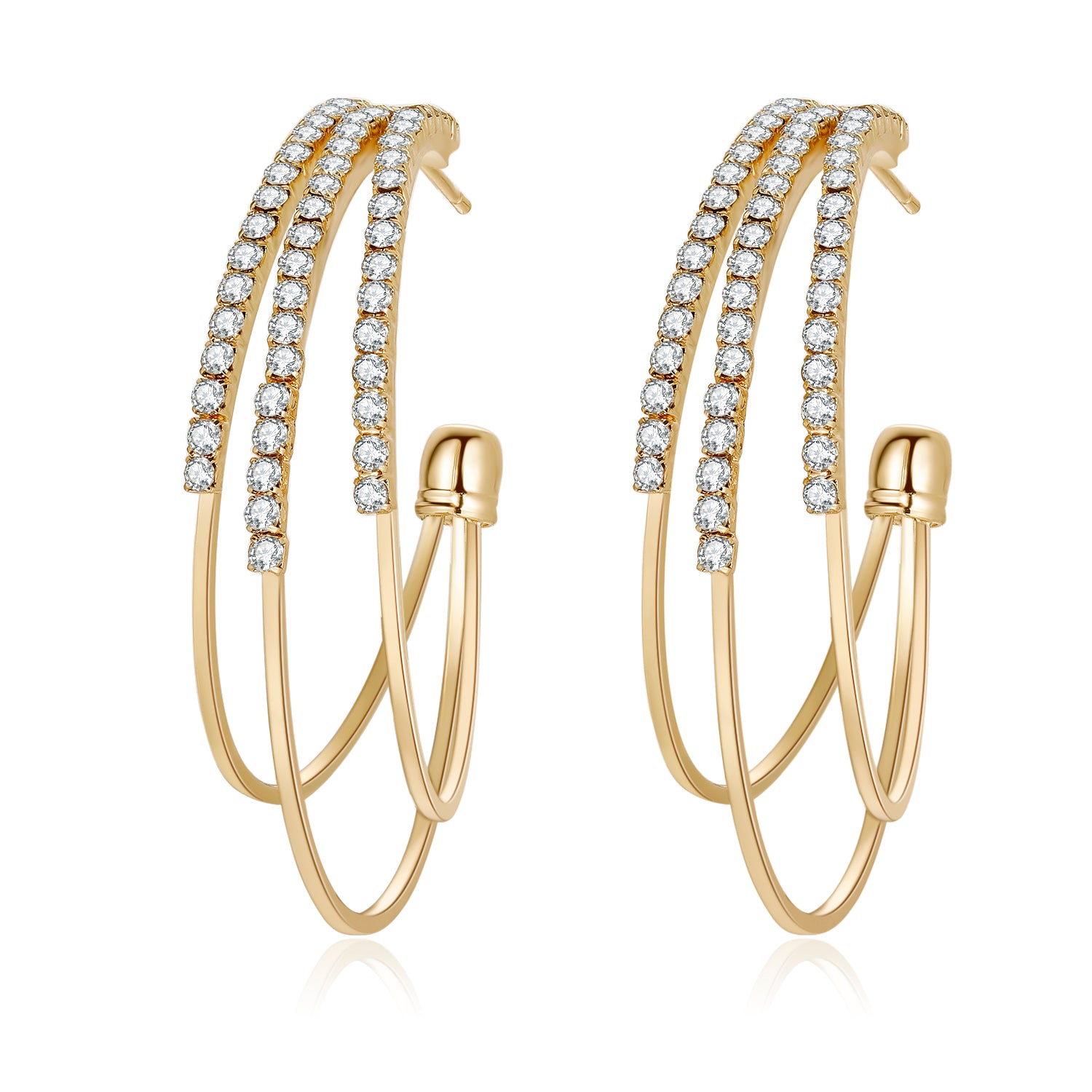 Kruckel Gold Hoop Earrings for Women, 925 Sterling Silver Post, Cubic Zirconia, Great Wedding Birthday Retirement Gift for Woman