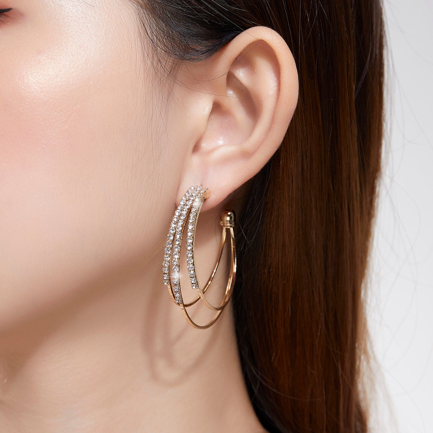 Kruckel Gold Hoop Earrings for Women, 925 Sterling Silver Post, Cubic Zirconia, Great Wedding Birthday Retirement Gift for Woman