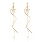 Kruckel Gold Earrings for Women Long Drop Dangle Rhinestone Crystals New Year Star Lightweight Stud Homecoming Jewelry Wedding Bridal Birthday Gift