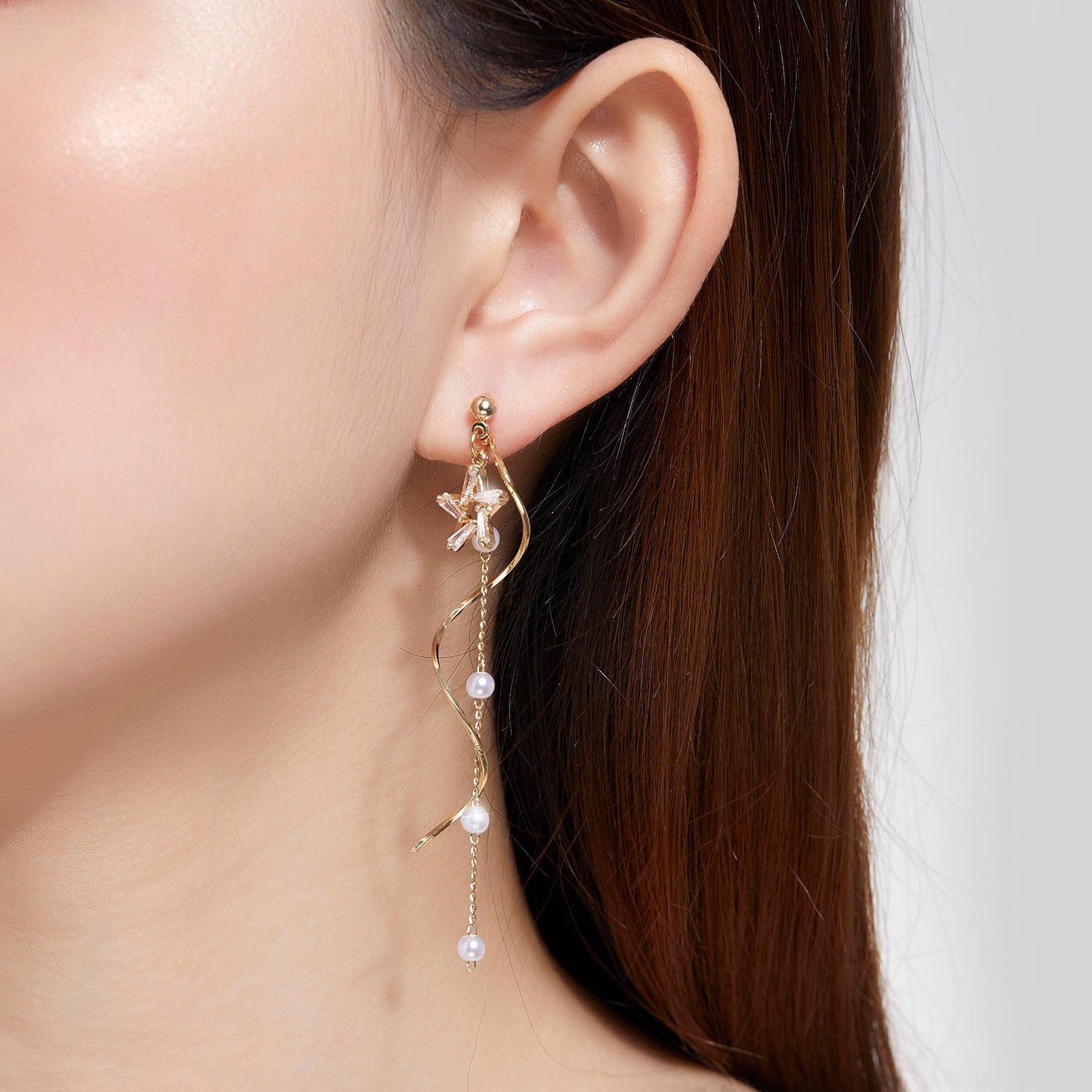 Kruckel Gold Earrings for Women Long Drop Dangle Rhinestone Crystals New Year Star Lightweight Stud Homecoming Jewelry Wedding Bridal Birthday Gift