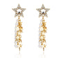 Kruckel Gold Dangle Earrings for Women, 3" Long Drop Earring, Sparkling Star Galaxy Design, Great for New Year Party Ball Wedding Anniversary Birthday Retirement Gift for Woman