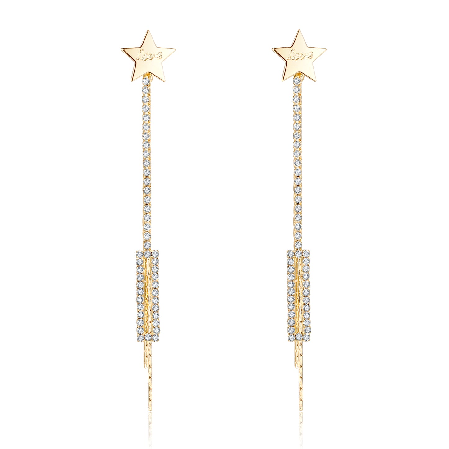 Kruckel Gold Plated Dangle Earrings With Sparkling Crystals Cubic Zirconia | Luxurious and Elegant Design | Jewelry for Women | Lightweight Easy - Wear Fashion Minimalist Design Accesory