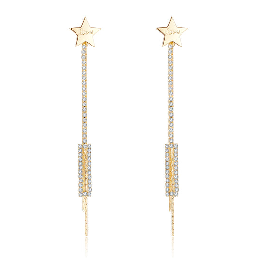 Kruckel Gold Plated Dangle Earrings With Sparkling Crystals Cubic Zirconia | Luxurious and Elegant Design | Jewelry for Women | Lightweight Easy - Wear Fashion Minimalist Design Accesory