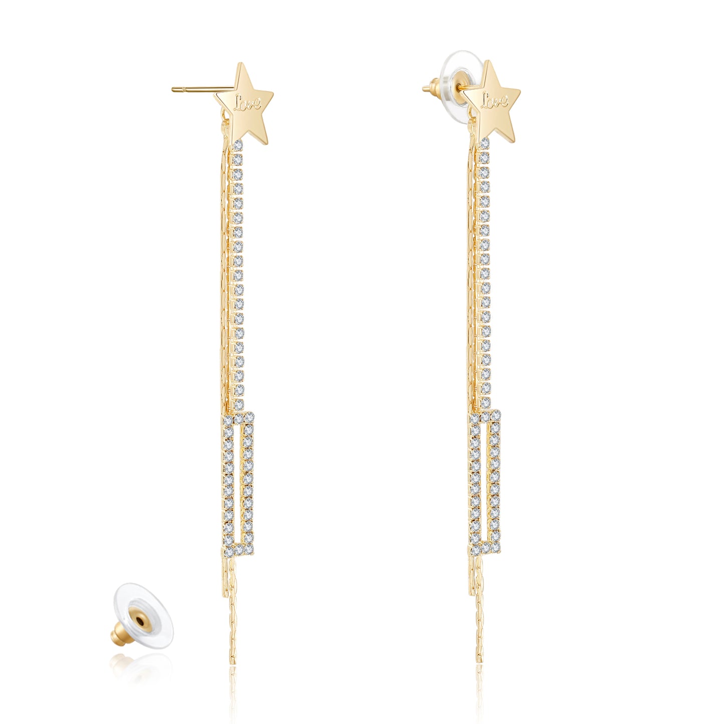 Kruckel Gold Plated Dangle Earrings With Sparkling Crystals Cubic Zirconia | Luxurious and Elegant Design | Jewelry for Women | Lightweight Easy - Wear Fashion Minimalist Design Accesory