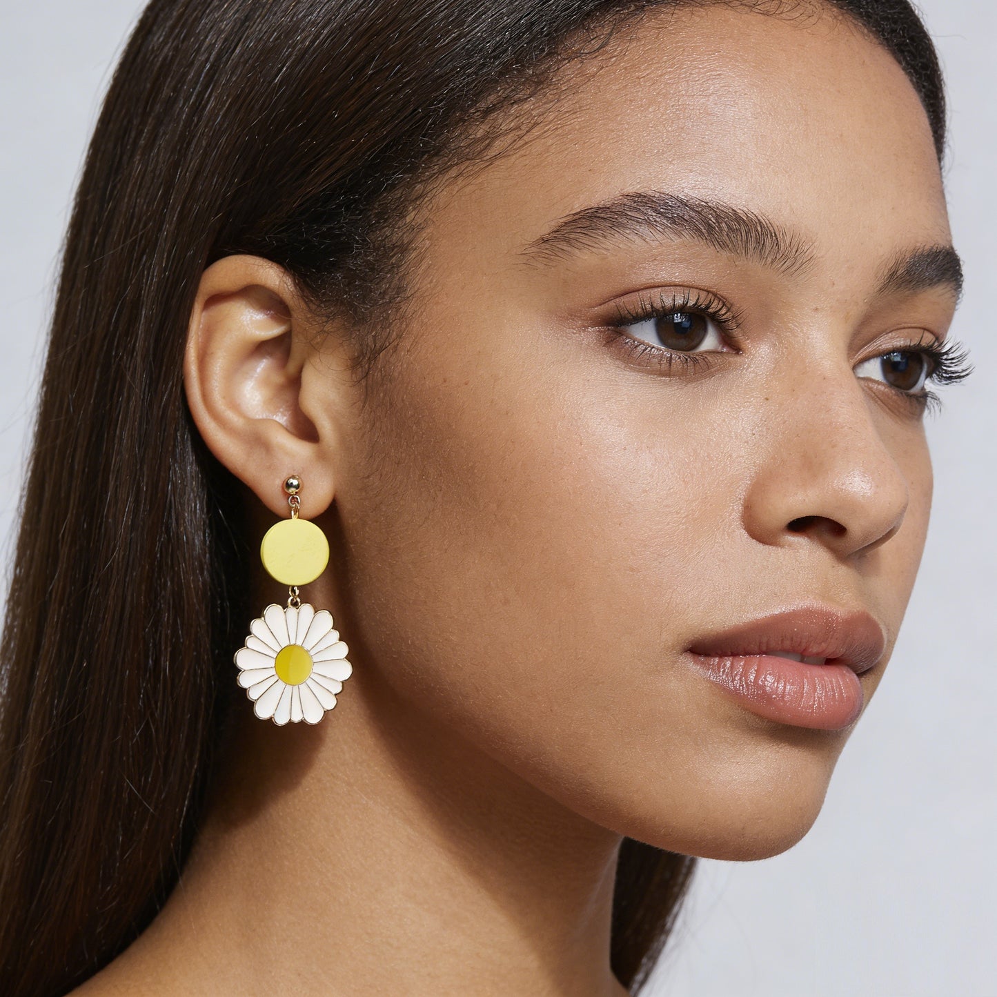 Kruckel Daisy Flower Earrings, Symbol of Love and Joy Earrings Jewelry for Women | Craftsmanship, Sterling, Yellow and White | Wedding, Birthday, Graduation and Anniversary | Mom, sister, fiancee, wife, Great Gift for her