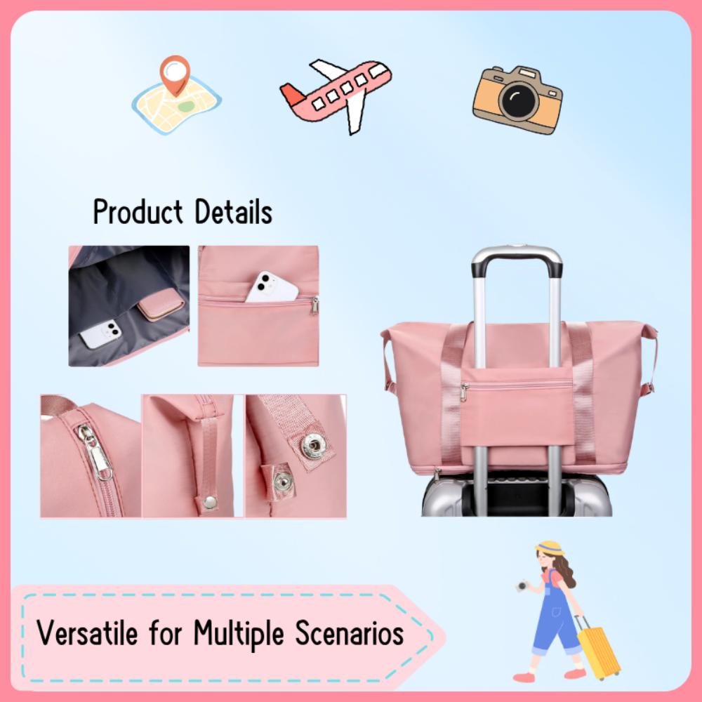 Kruckel Tote Bag for Women, Lightweight Tote Bag with Compartments Shoulder Bag Handbag for Travel, Work, Gym (Light Pink)