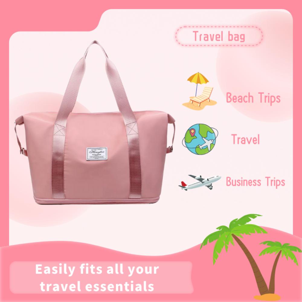 Kruckel Tote Bag for Women, Lightweight Tote Bag with Compartments Shoulder Bag Handbag for Travel, Work, Gym (Light Pink)
