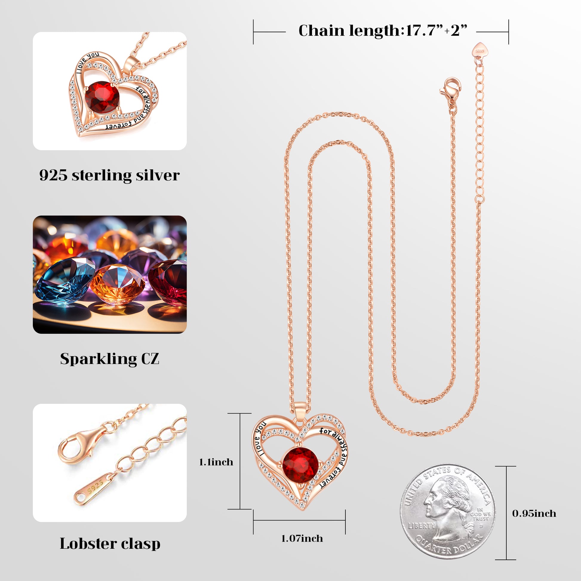 Kruckel January Birthstone Garnet Necklace in Gift Box – Perfect for January Birthdays