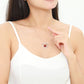 Side angle of Kruckel Lightweight Garnet Necklace, Showcasing Silver Chain and Gem Clarity