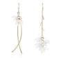 Kruckel Flower Blossom Mismatched Long Drop Dangling Earrings - Sparkly Golden Studs, Lightweight Jewelry for Women, Easy - Wear Fashion Design Accesory Packed with Durable Jewelry Box