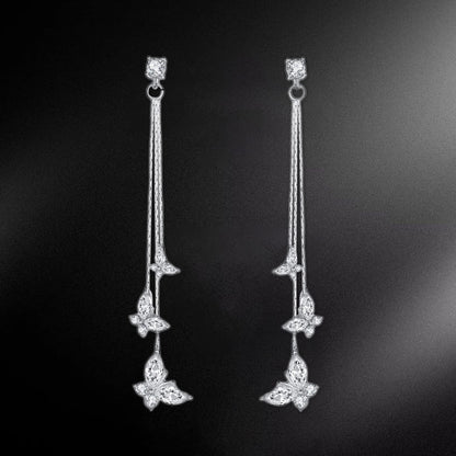Kruckel Butterfly Dangle Earrings with Crystals (925 Sterling Silver) Includes Present Box – Hypoallergenic, Lightweight, Safe for Sensitive Skin