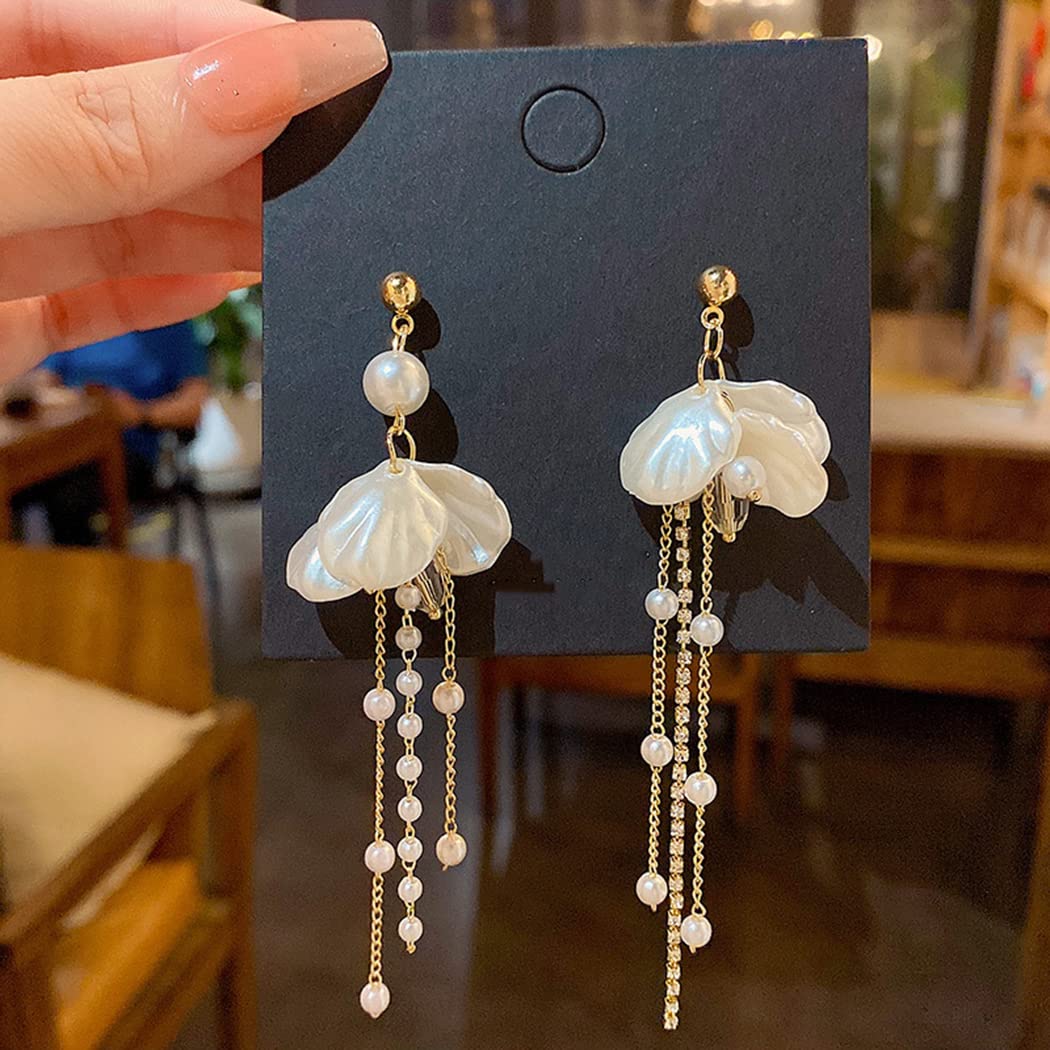 Kruckel Lightweight Pearl Earrings for Women - Elegant Gold Dangling Earrings for Womens ¡V Hypoallergenic Large Pearl Drop Earrings Jewelry for Brides, Office, and Special Occasions Gift for Your Beloved