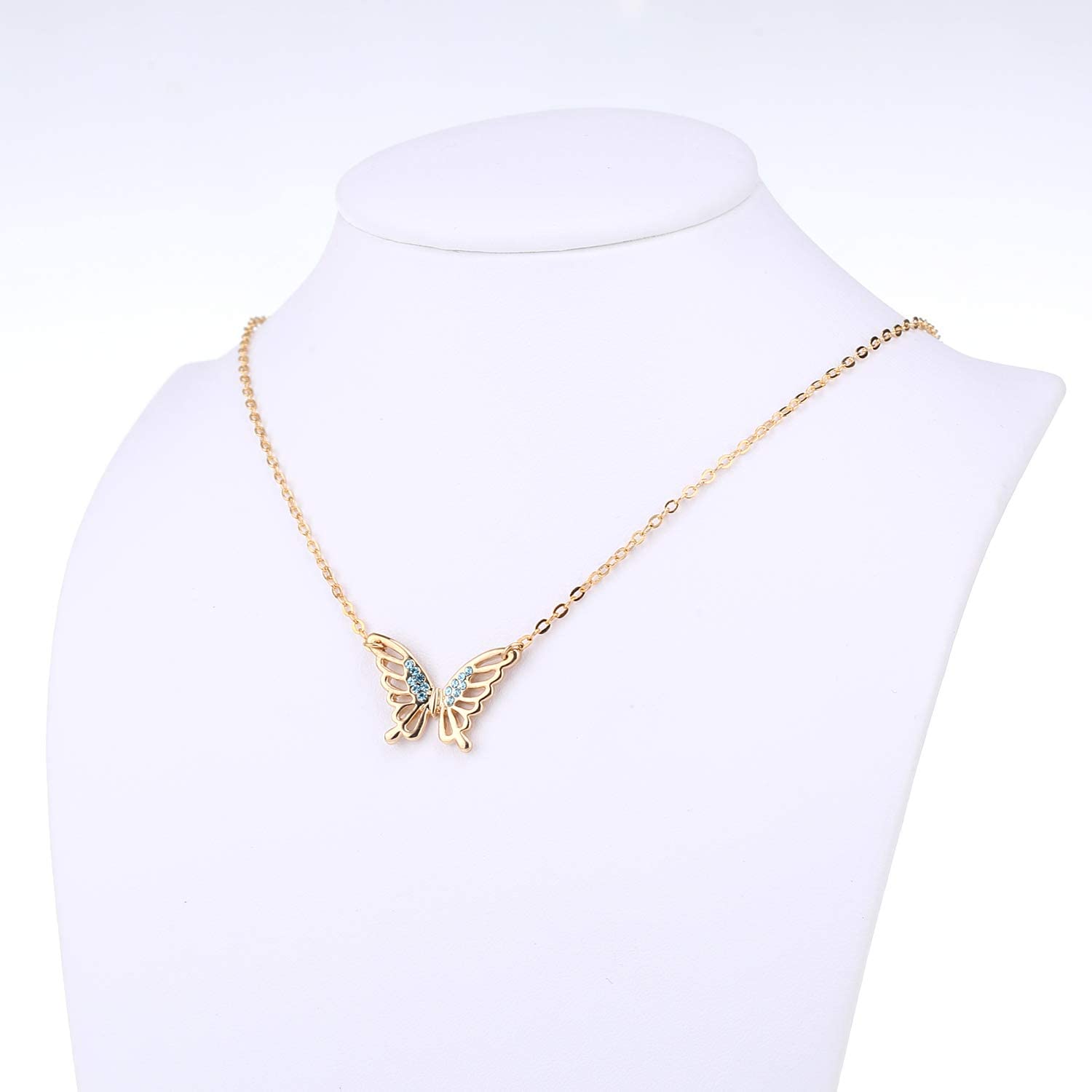 Kruckel; 5021050 Butterfly Champaign Gold Plated Necklace Made with Austrian Crystals;